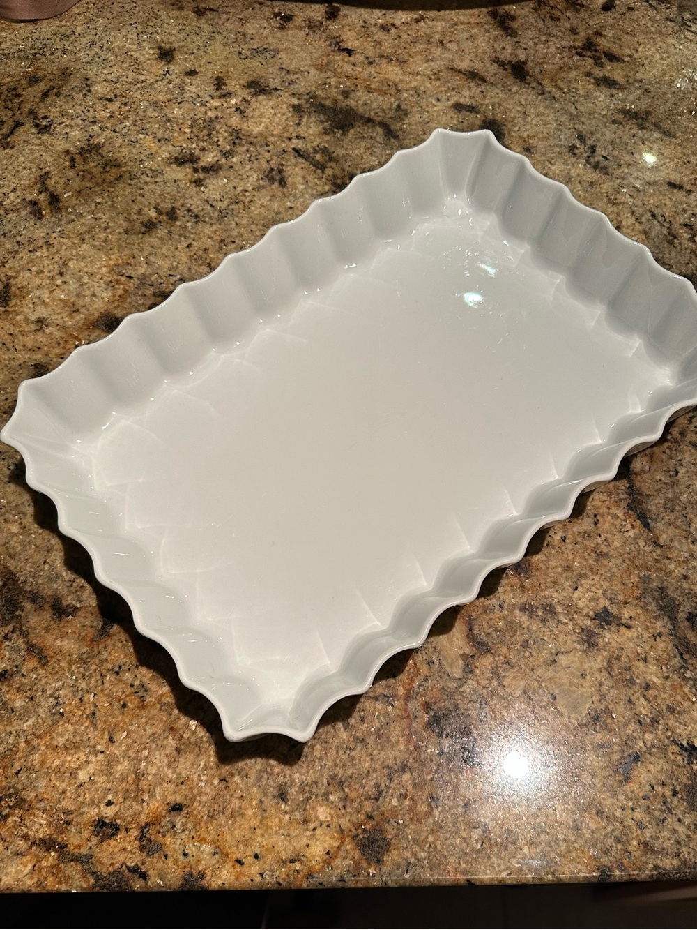 Rare Vintage Apilco large porcelain baking dish, fluted.